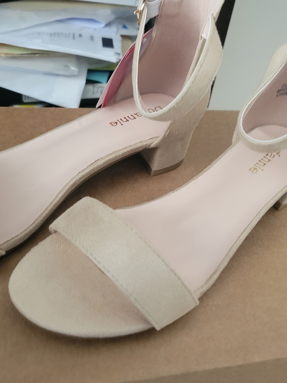 Annie Nude/Tan Single-Band Ankle-Strap Sandals